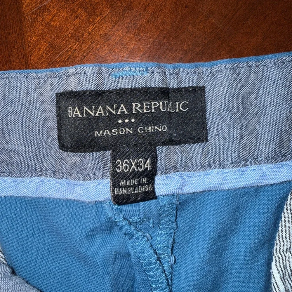 Banana Republic Mason Chino Pants Mens 36x34 Light Blue Stretch Cotton Casual
